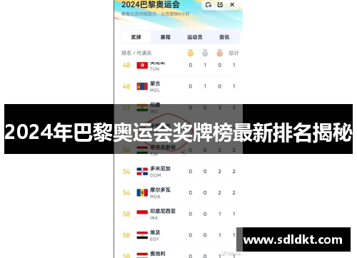 2024年巴黎奥运会奖牌榜最新排名揭秘